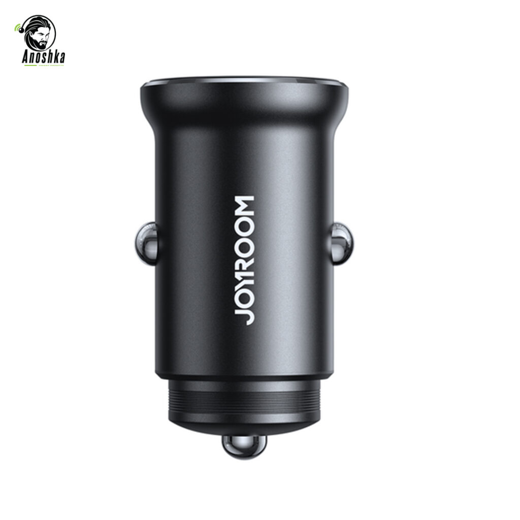 JOYROOM JR-CCN05 30W Car Charger offers fast and safe charging for two devices at once via USB-A and Type-C ports, with a durable metal design.