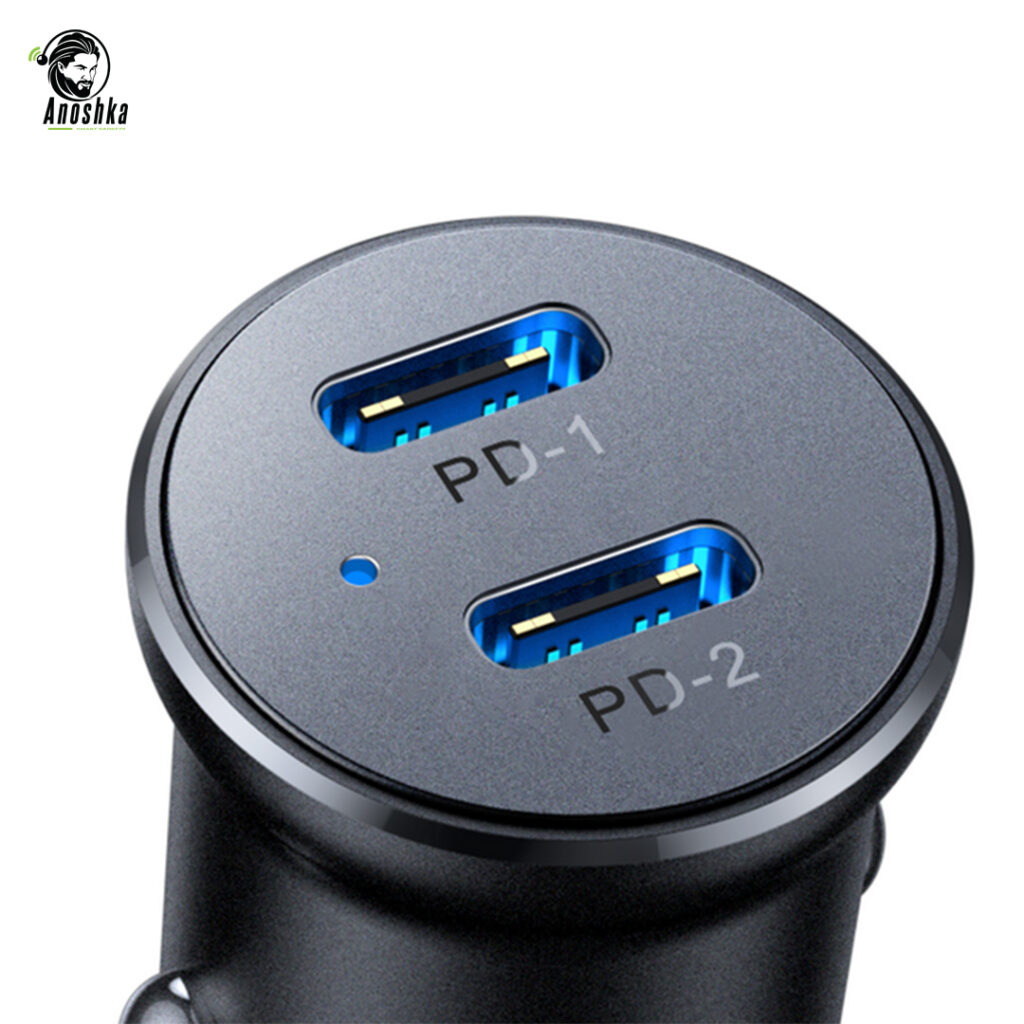 The JOYROOM JR-CCN06 30W Car Charger offers dual USB-C ports for simultaneous fast charging, a metal housing, and smart safety protection — perfect for travel and daily driving.