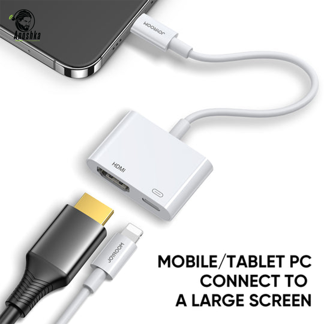 JOYROOM S-H141 Lightning to HDMI Adapter – stream your iPhone or iPad screen to TV or projector in Full HD 1080p with plug-and-play convenience.