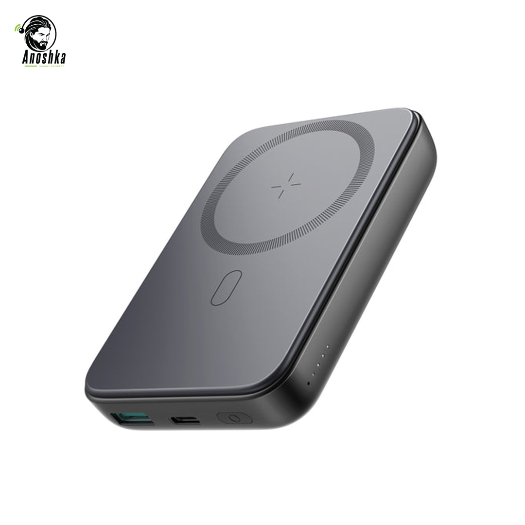 JOYROOM JR-W020 Magnetic Wireless Power Bank – 10000mAh MagSafe charger with 15W fast wireless charging and dual-port output.