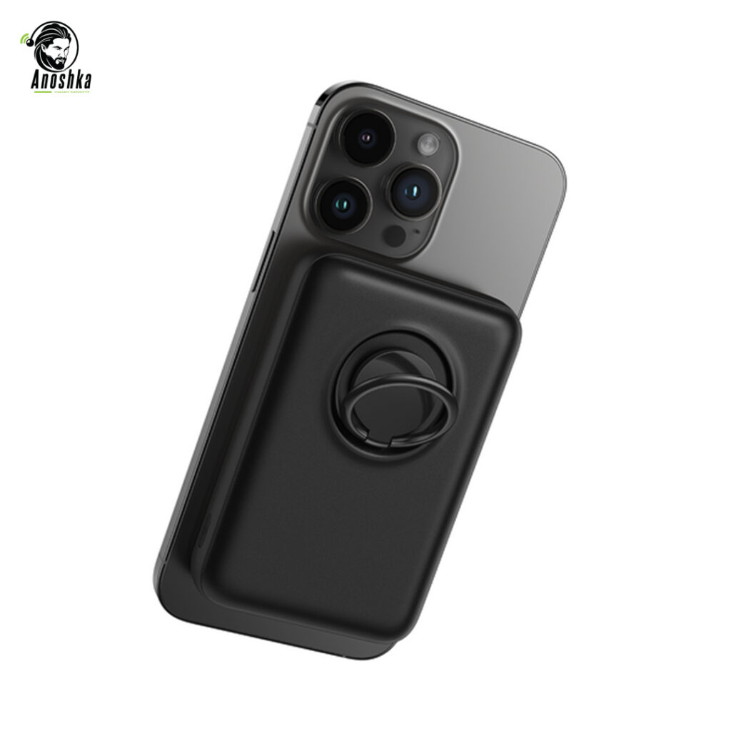 JOYROOM JR-W050 10000mAh Magnetic Wireless Power Bank with Ring Holder – 15W MagSafe fast charging and dual-port output.