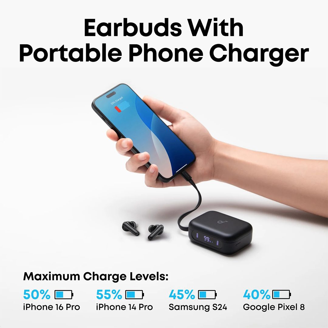 Anker Soundcore P41i Wireless Earbuds with built-in portable phone charger