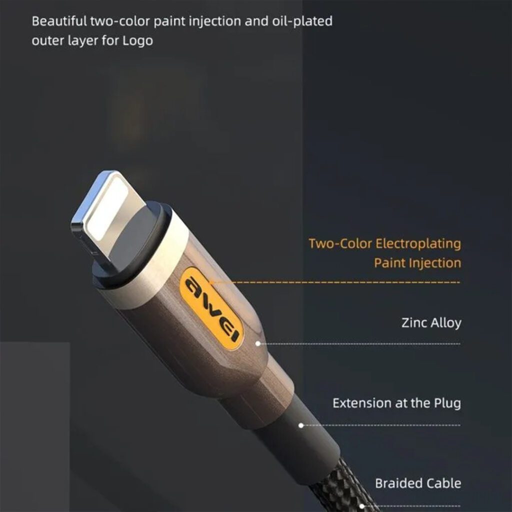 AWEI CL-87 metal charging cable with durable design and fast charging performance