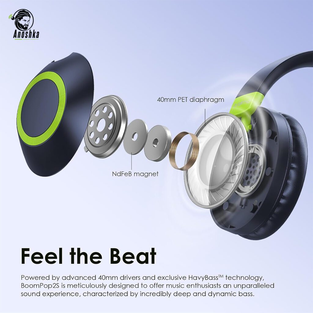 BoomPop2S ENC Over-Ear Wireless Headphones with Active Noise Cancellation