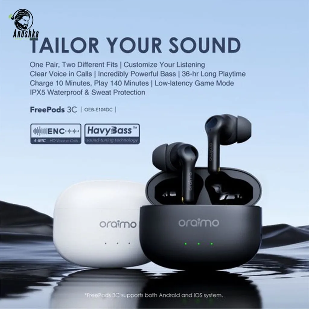 Oraimo FreePods 3C True Wireless Earbuds with Clear Sound and Long Battery Life