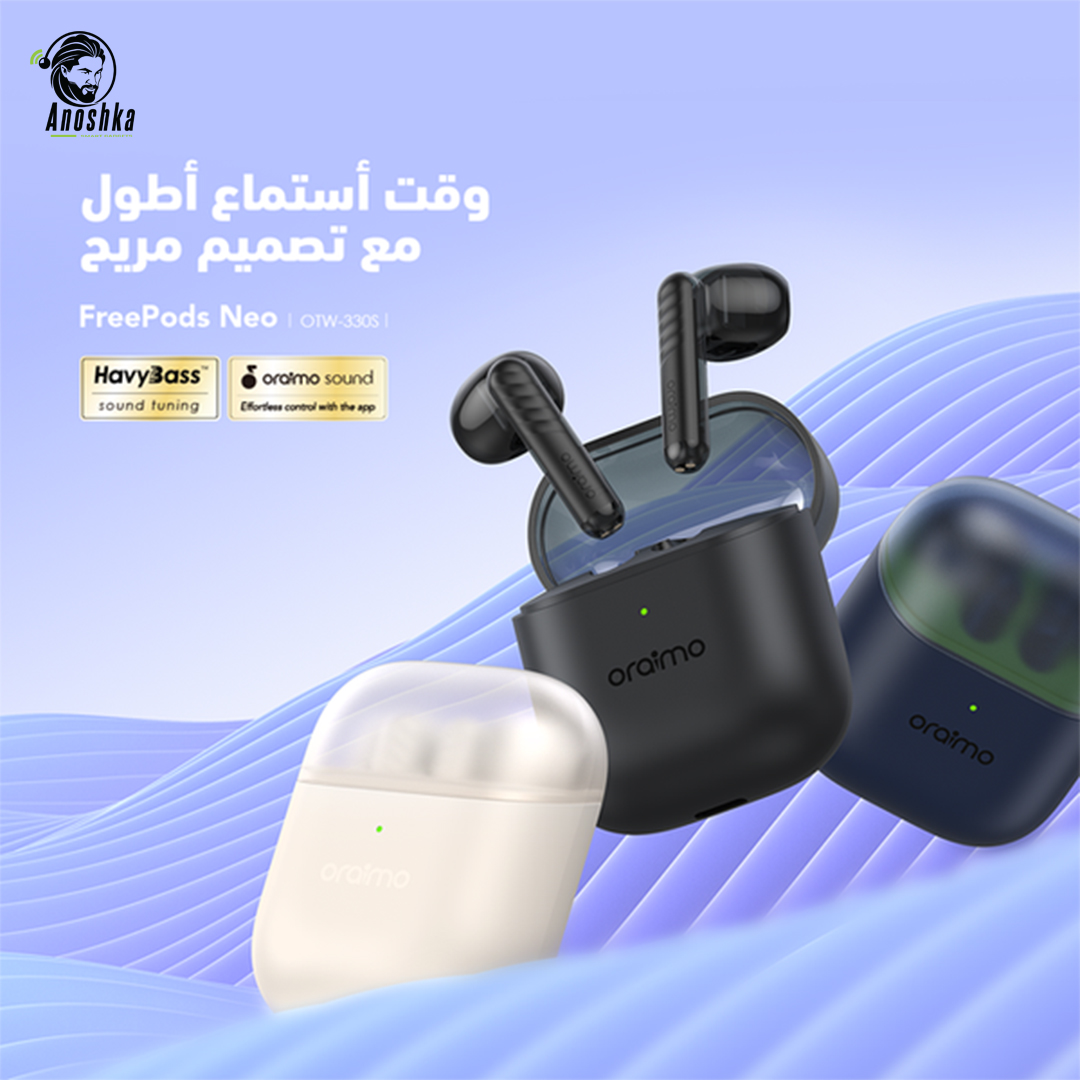 Oraimo FreePods Neo wireless earbuds with HD sound and ergonomic fit