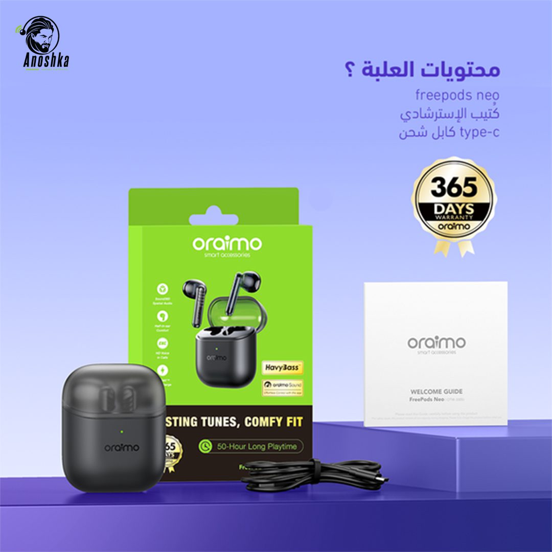 Oraimo FreePods Neo wireless earbuds with HD sound and ergonomic fit