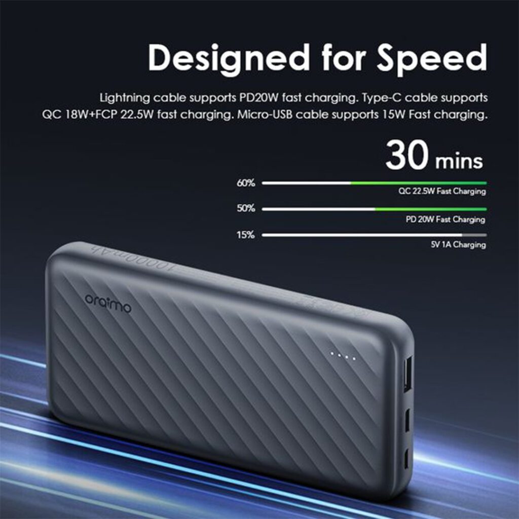 Oraimo Slice Link Pro 10000mAh 22.5W fast charging power bank slim design