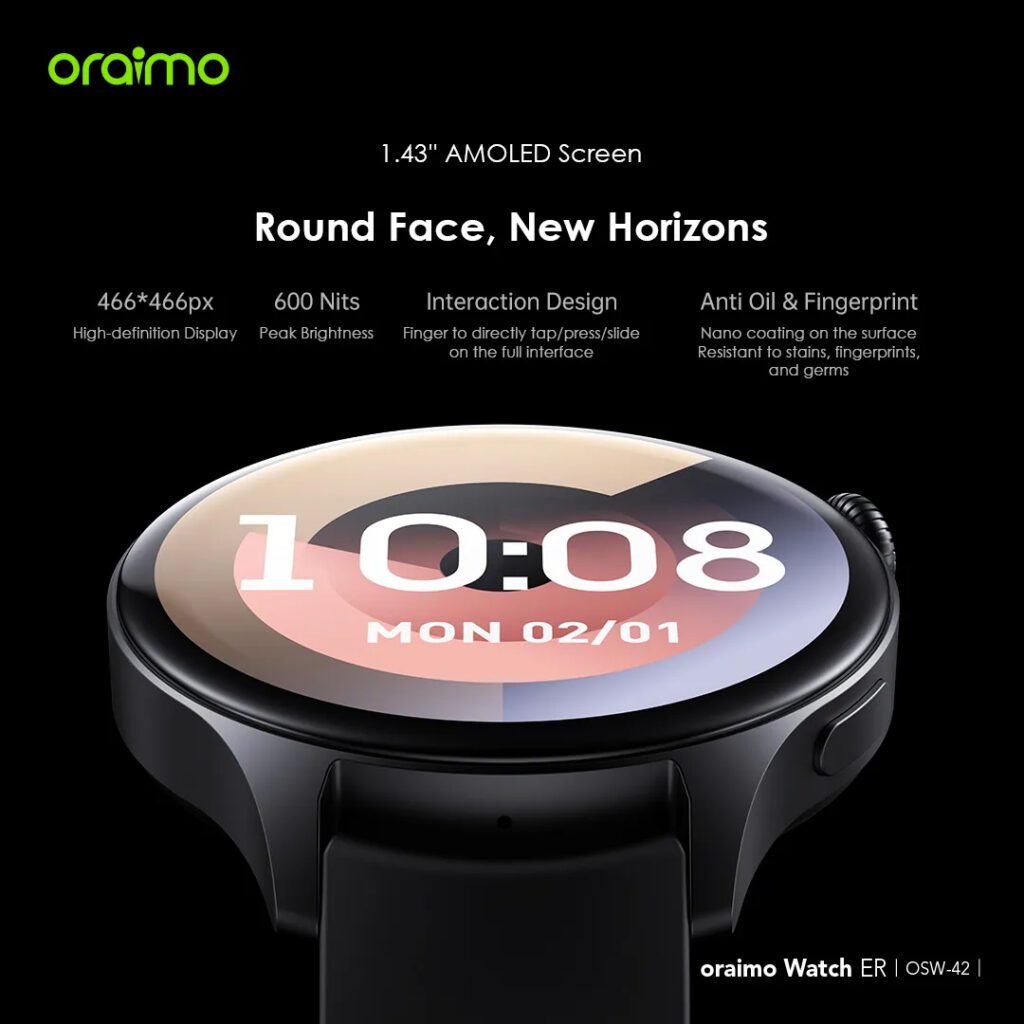 Oraimo Smart Watch ER stylish smartwatch with fitness and health tracking