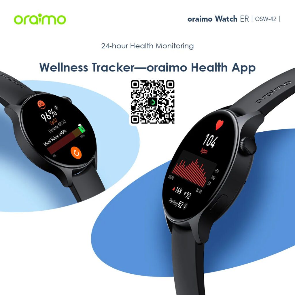 Oraimo Smart Watch ER stylish smartwatch with fitness and health tracking