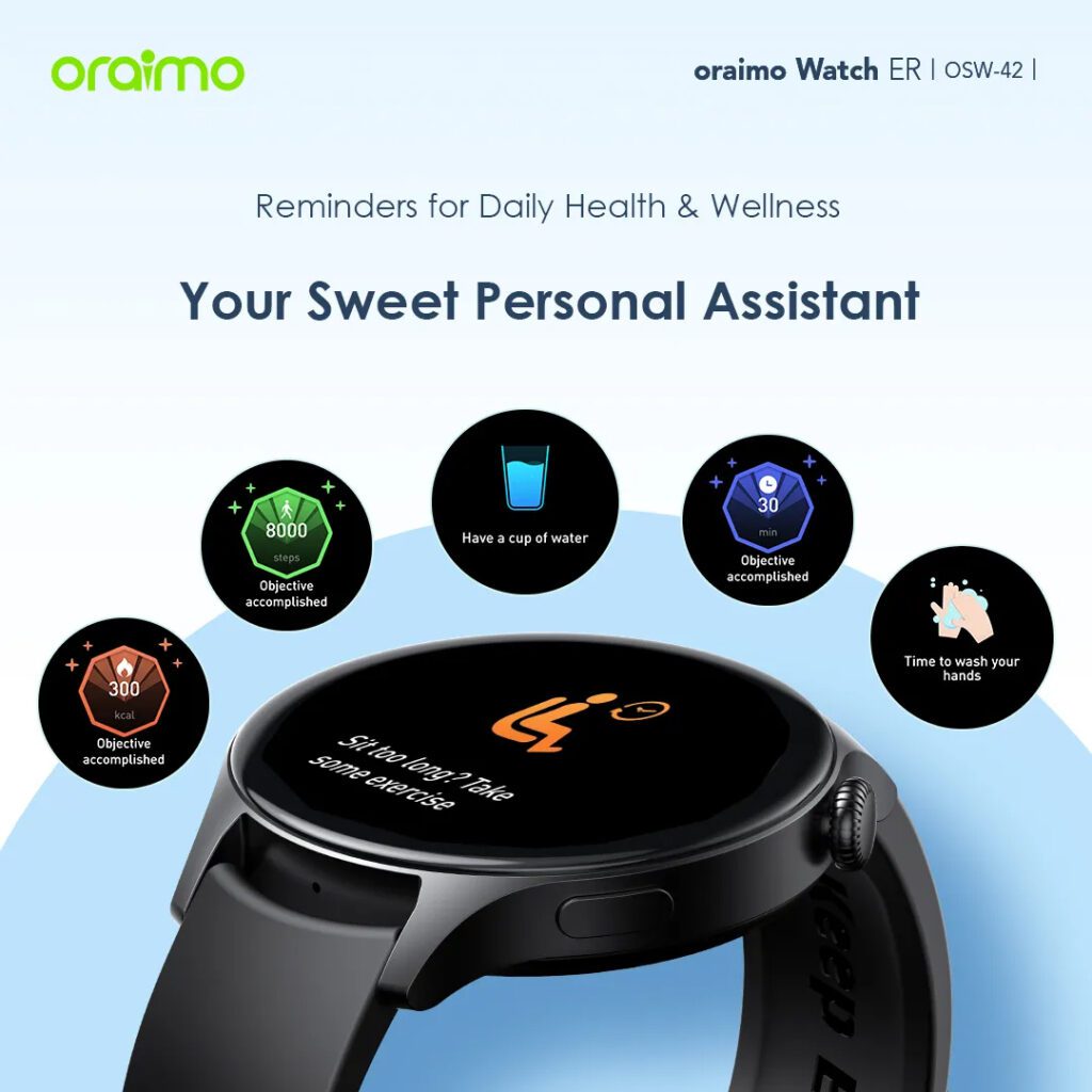 Oraimo Smart Watch ER stylish smartwatch with fitness and health tracking