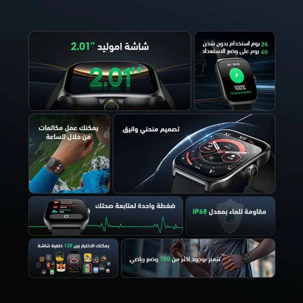 Oraimo Watch Nova AM featuring sleek design, health monitoring, and smart notifications.