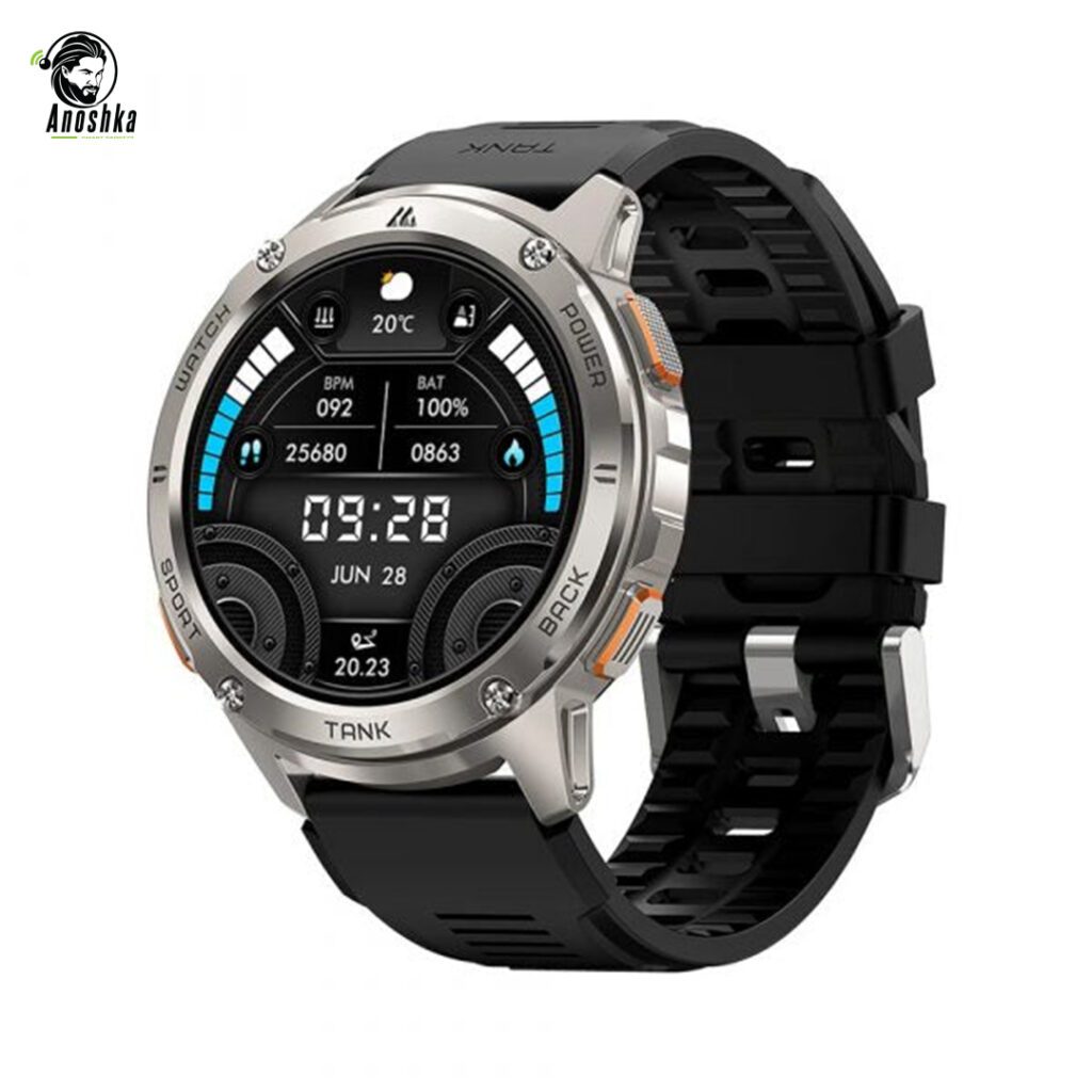 Kospet Tank T3 Smartwatch with military-grade rugged design and fitness tracking