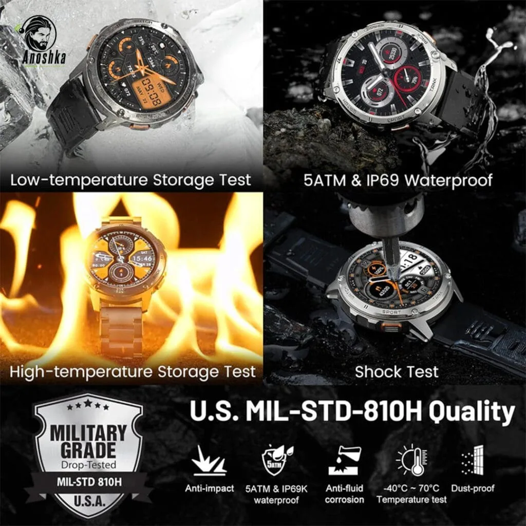 Kospet Tank T3 Smartwatch with military-grade rugged design and fitness tracking