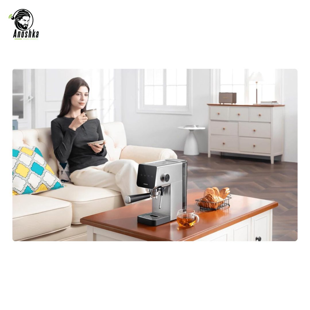 Xiaomi Semi-automatic Espresso Machine brewing coffee with milk frothing