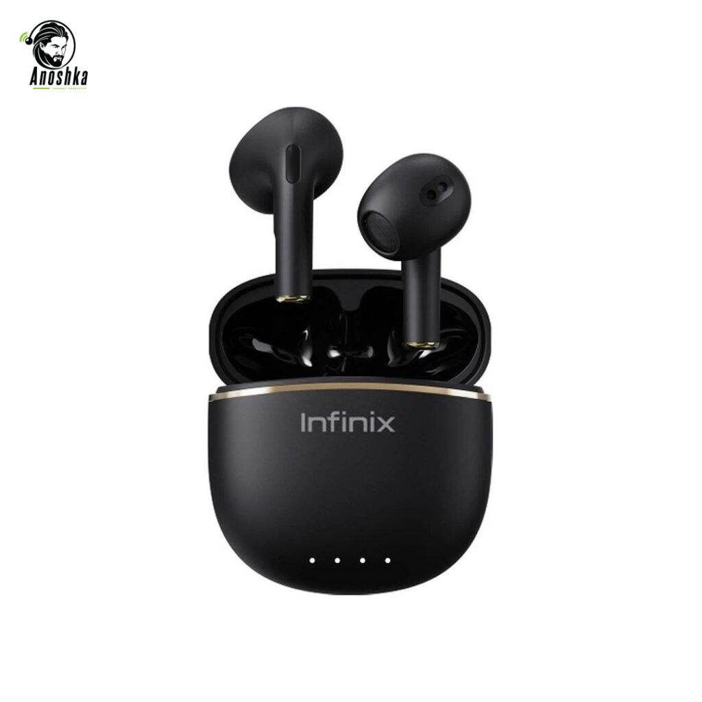 Infinix TWS Buds Lite XE23 Black wireless earbuds with charging case