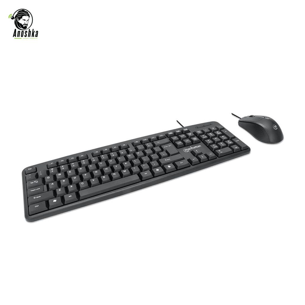 Manhattan KB707 wired keyboard and optical mouse set black