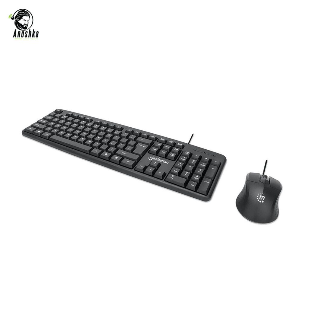 Manhattan KB707 wired keyboard and optical mouse set black
