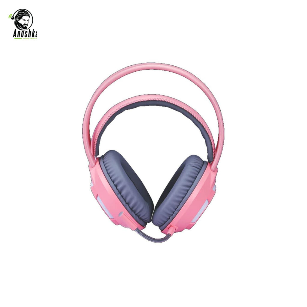 Marvo HP616 pink gaming headset with white LED light