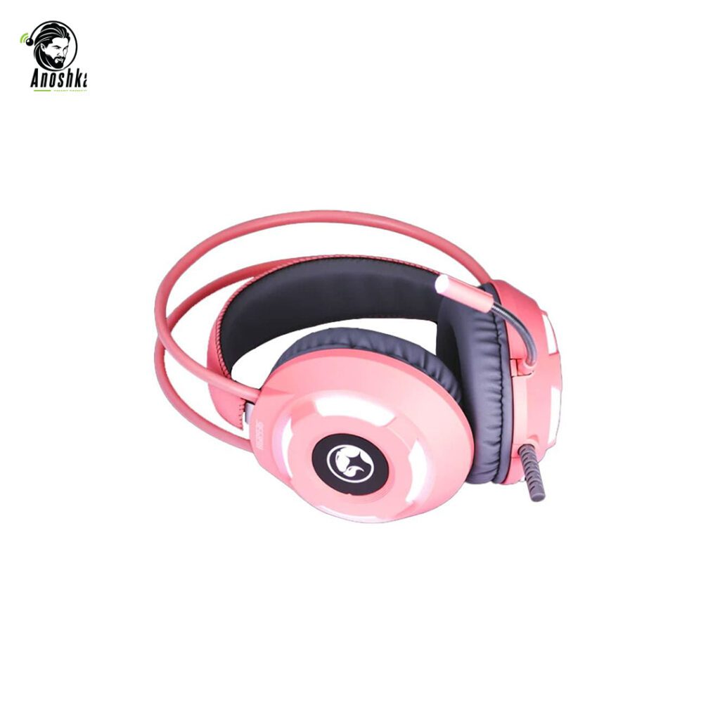 Marvo HP616 pink gaming headset with white LED light