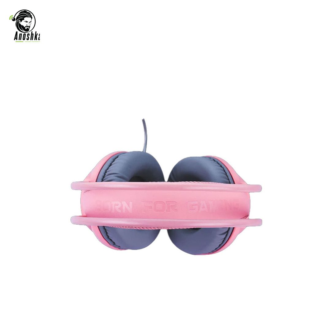 Marvo HP616 pink gaming headset with white LED light