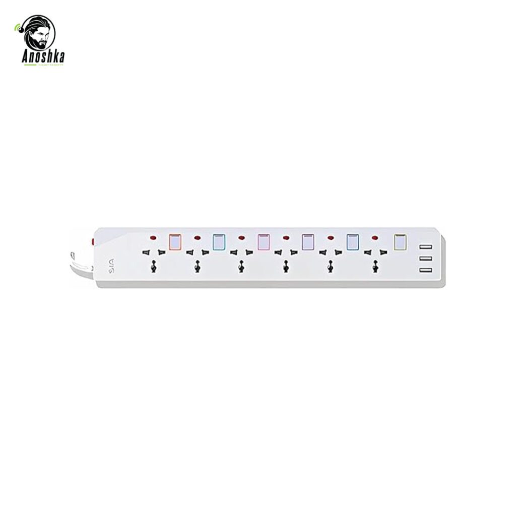 SIA power strip with 6 sockets and 3 USB charging ports
