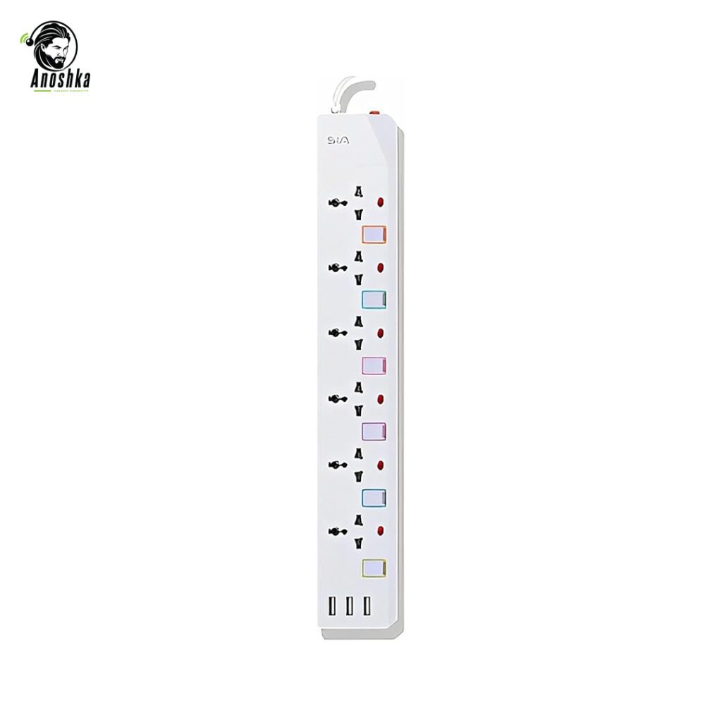 SIA SI-PS003W power strip 6 sockets 3 USB white