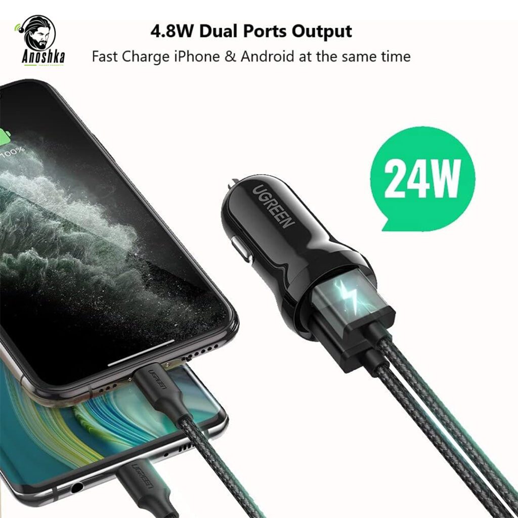 UGREEN dual USB 24W car charger black