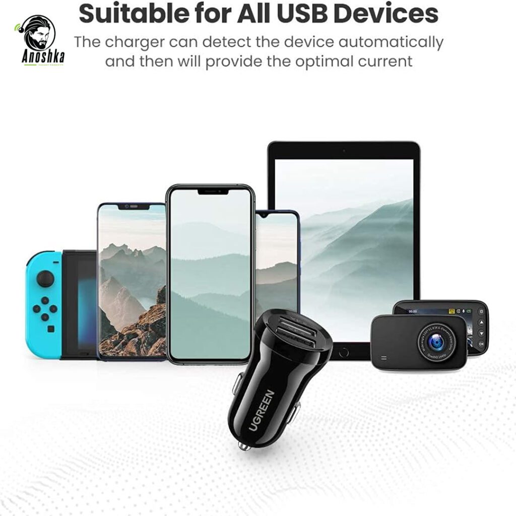 UGREEN dual USB 24W car charger black