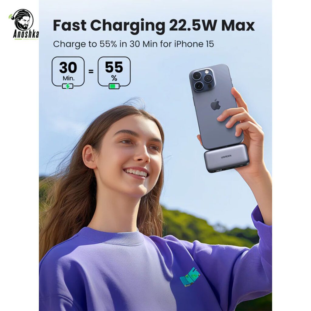 UGREEN mini power bank 5000mAh 22.5W cable free